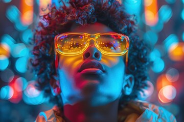 Seers interpreting data in vibrant neon lights at a futuristic urban setting