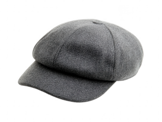 Stylish gray cap with a classic design, perfect for casual outings or stylish events. Fashion accessory that complements any attire, PNG, transparent, No background.