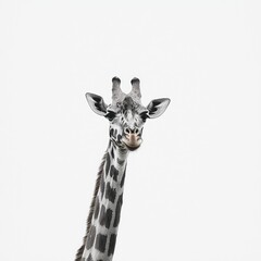 Obraz premium Curious giraffe posing on white background