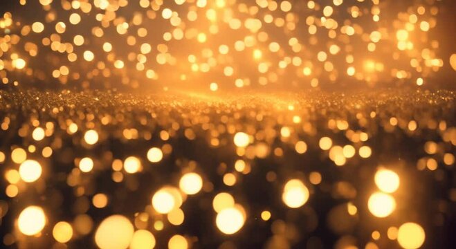 Abstract Sparkling Golden Lights Loop Video Background Shimmering Golden Lights Animation Luxury Concept 4k animation Happy New Year Card
