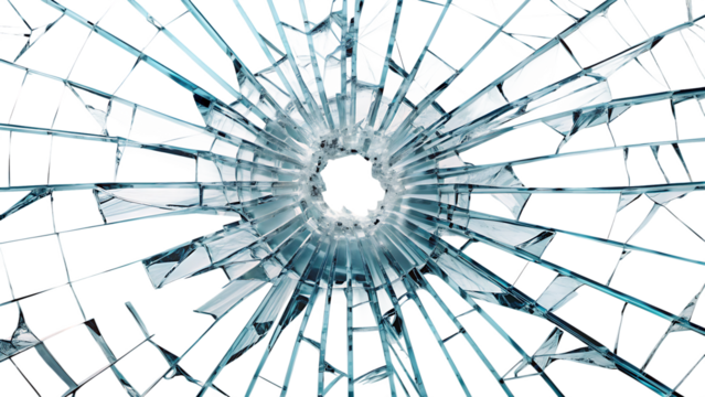 Broken glass effect isolated on white background PNG AI GENERATED