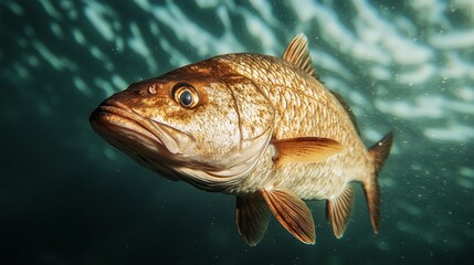 Obraz premium Barramundi Swimming Under Moonlight