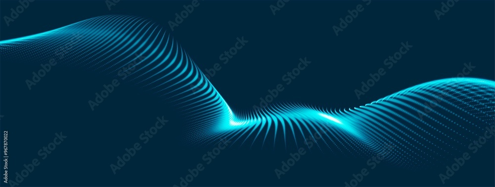 Poster abstract digital particle wave. technology background. futuristic dot wave. network connection struc