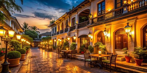 Fototapeta premium luminous evening atmosphere colonial era nostalgia golden light