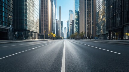 Fototapeta premium Metropolitan asphalt highway with skyscrapers