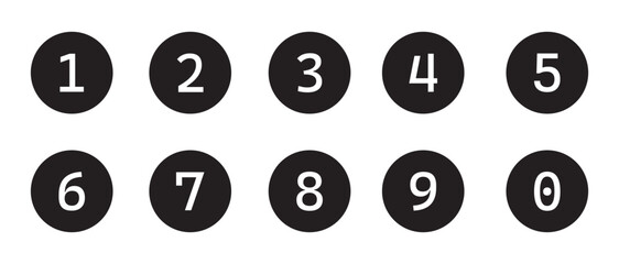 Set of 0-9 numbers
