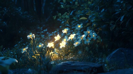 Glowing Flowers in the Forest