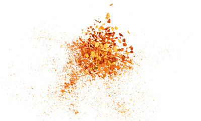 pile of ground red chili pepper paprika, dry paprika powder spice, graphic element isolated on a...