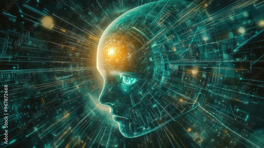 Poster a digital human emerging from a network of data streams