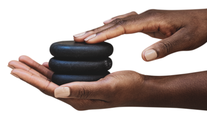 Spa stones hands png sticker, wellness cut out, transparent background
