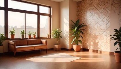 Fototapeta premium Photo interior modern design room 3d illustration;