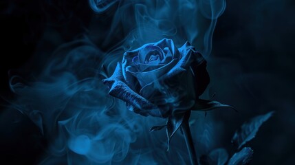 Mystical Blue Rose in Smoke