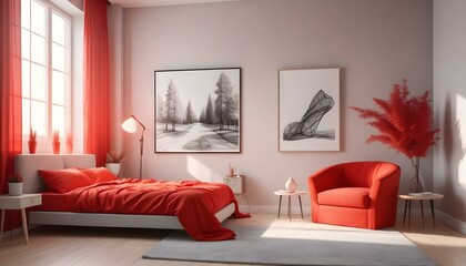Photo interior modern design room 3d illustration;