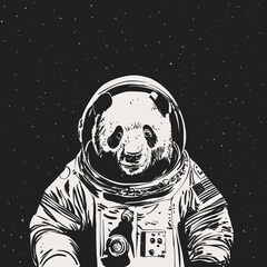 Black and White Panda Astronaut Vector Illustration Design © John