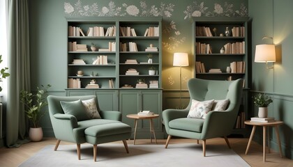 Photo interior modern design room 3d illustration;