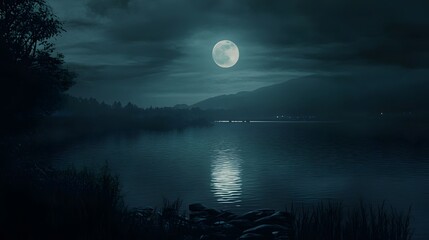 Serene Moonlight over a Lake