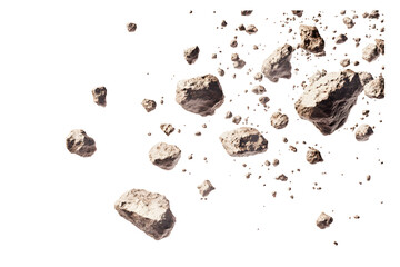 swarm of asteroids isolated on transparent or white background, png