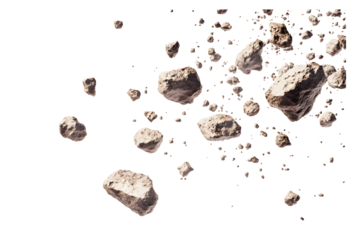 swarm of asteroids isolated on transparent or white background, png