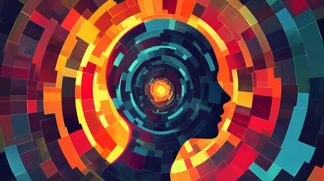 Adhd mind maze vivid representation of focus distraction and brain functioning complex cognitive condition concept abstract digital illustration. Maze. Illustration