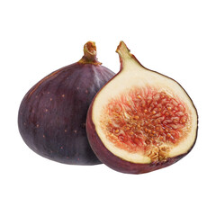 set of figs and slices of figs isolated png