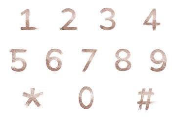 Naklejka premium Transparent painted gold rose numbers