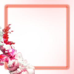 Red neon frame png smoke effect