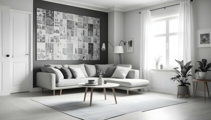 Photo interior modern design room 3d illustration;