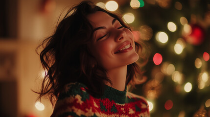 Woman celebrating christmas