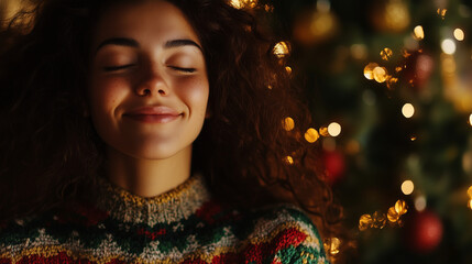 Woman celebrating christmas