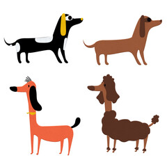 Dog png sticker set transparent flat design element