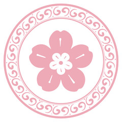 Naklejka premium Png sakura flower badge pink Chinese traditional symbol