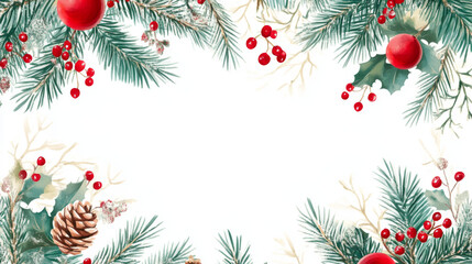 Christmas Decoration with Red Ornaments Pine Cones and Snow