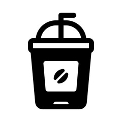 Ice Coffee Glyph Icon. Single icon, glyph vector icon