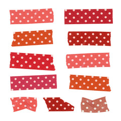 Fototapeta premium Polka dot png washi tape clipart, red pattern on transparent background