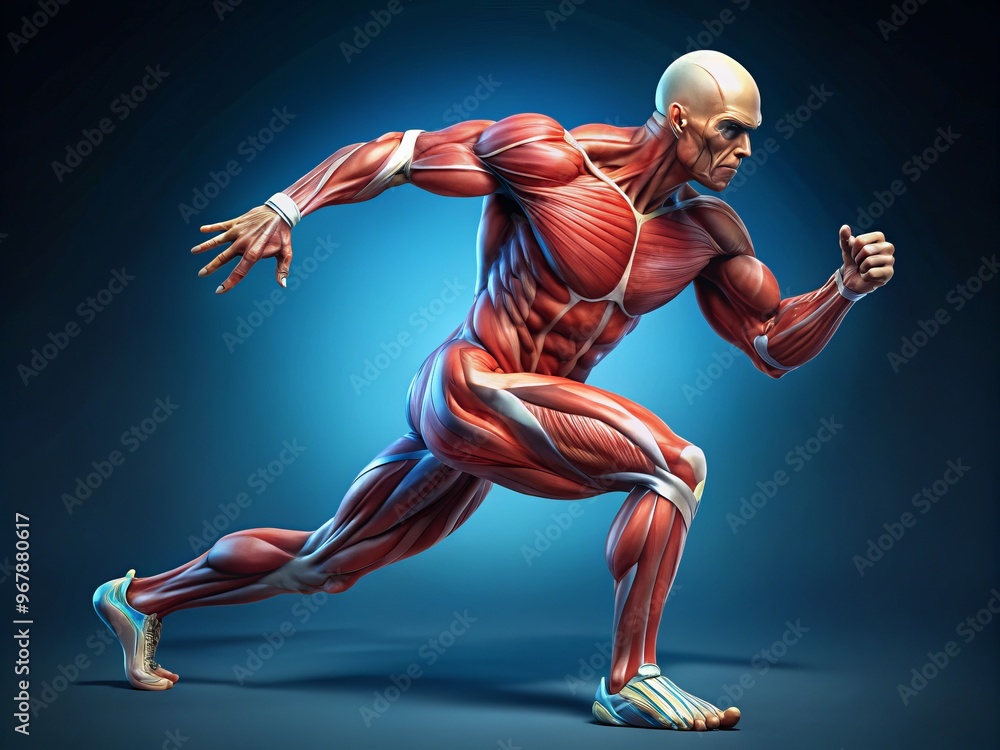 Poster muscle function animation illustration 3d rendering realistic