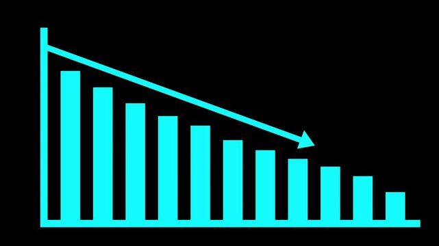 Down business graph icon animation on background.