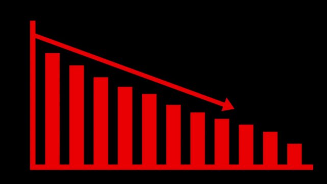 Down business graph icon animation on background.