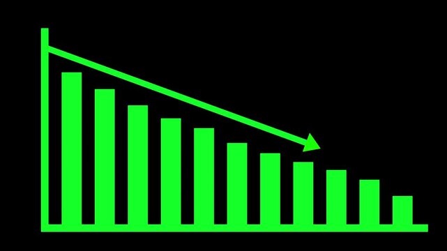 Down business graph icon animation on background.