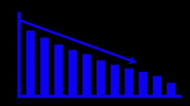 Down business graph icon animation on background.