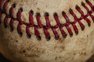 Closeup of a Baseball's Stitching