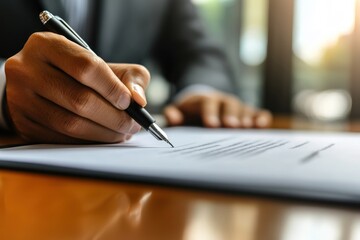 Close-up of Hand Signing Document