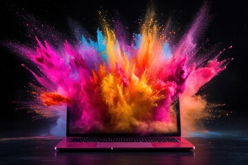 Colorful Explosion From Laptop Screen