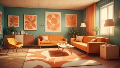 Photo interior modern design room 3d illustration;