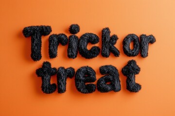 Furry trick or treat lettering on orange background: spooky halloween design