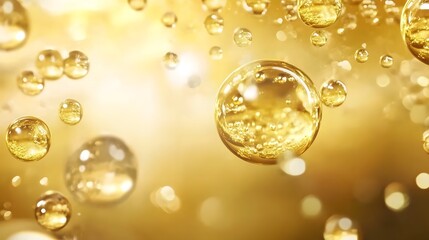 Golden Bubble Abstract Art for Cosmetics Promotion