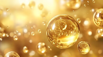 Golden Bubble Abstract Art for Cosmetics Promotion