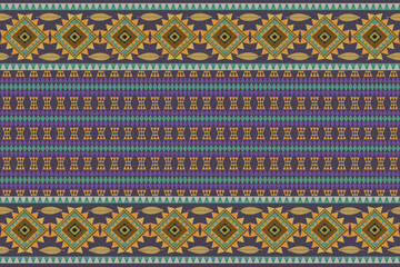 Navajo tribal vector seamless pattern. Native American ornament. Ethnic South Western decor style. Ikat Boho geometric ornament. Vector seamless pattern. Mexican blanket, rug. Woven carpet