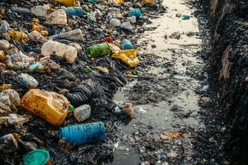 Obraz premium Waste landfill illustration created with Generative AI