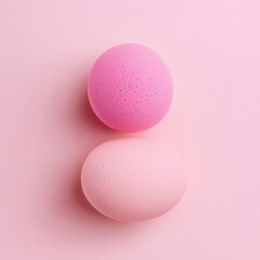 Makeup sponge recreated in delicate paper layers, minimalist flatlay, soft lighting, pastel background