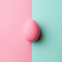 Makeup sponge recreated in delicate paper layers, minimalist flatlay, soft lighting, pastel background